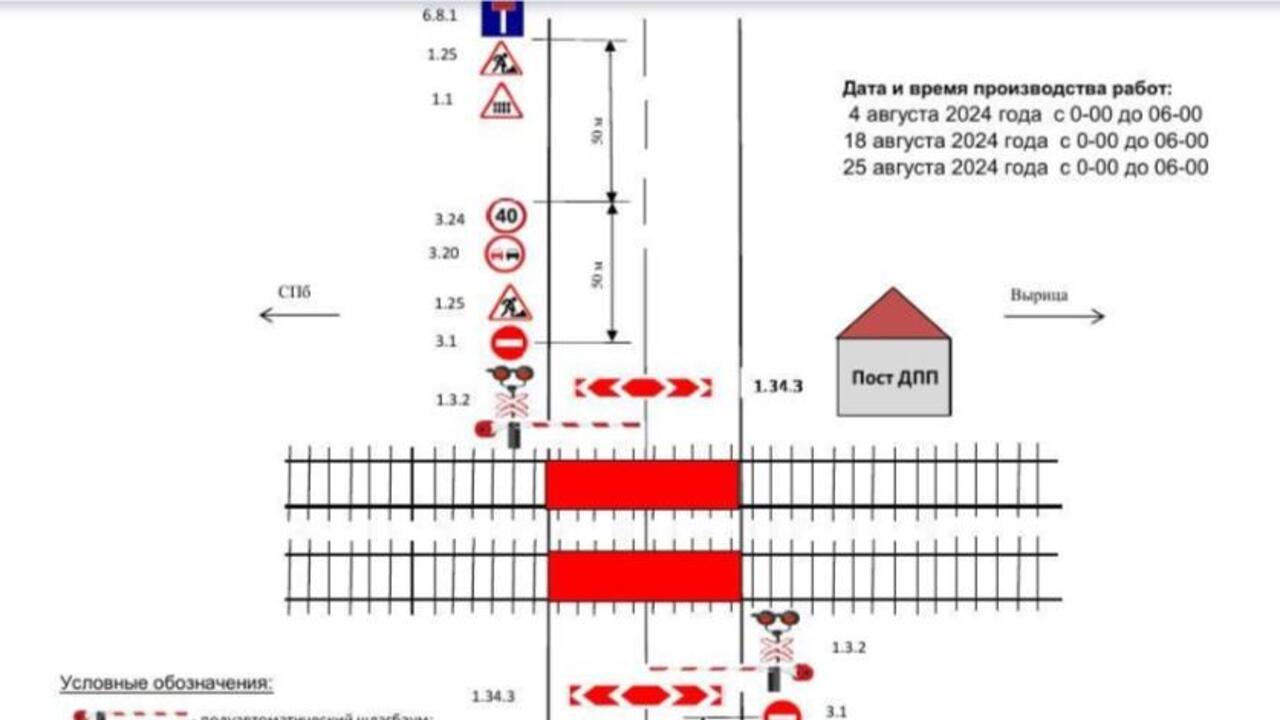 О закрытии переезда на перегоне Семрино-Вырица