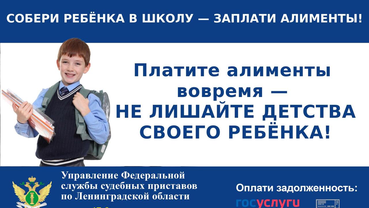 Перед началом учебного года судебные приставы Ленинградской области проводят работу с должниками по алиментам