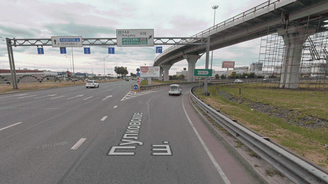 Съезд с Пулковского шоссе на внешнее кольцо КАД полностью перекроют